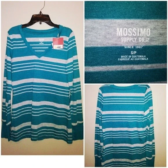 3/$25 Turquoise‎ Stripe Long Sleeve Shirt-NWT - Picture 3 of 3